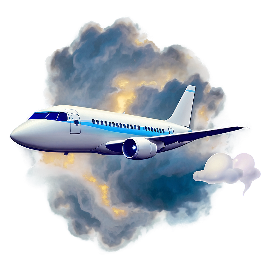 Cartoon Airplane In Clouds Png Vaw PNG image