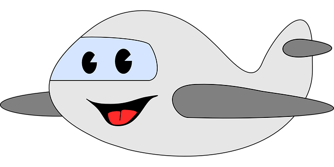 Cartoon Airplane Smiling Face PNG image