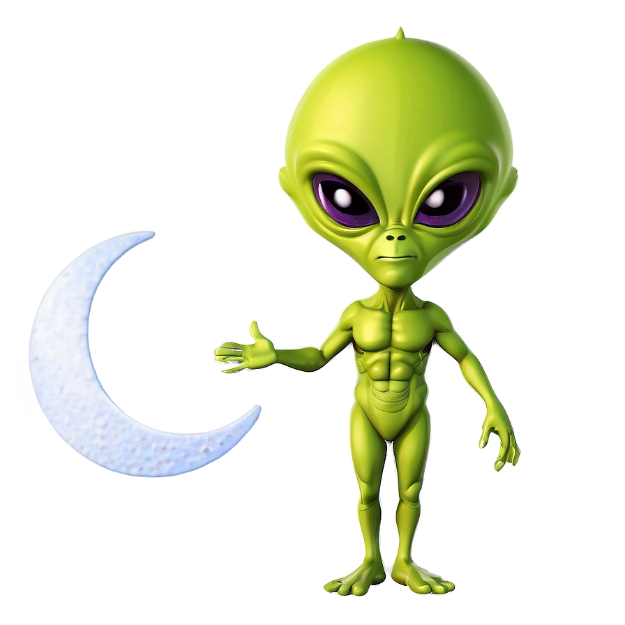 Cartoon Alien And Moon Png Vtp8 PNG image