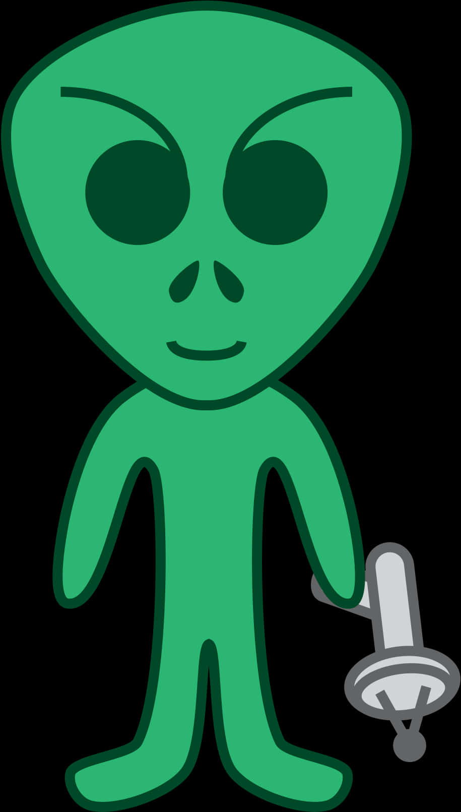 Cartoon Alien Holding Sword PNG image