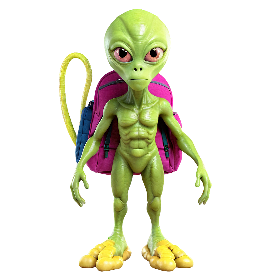 Cartoon Alien With Backpack Png Niu73 PNG image