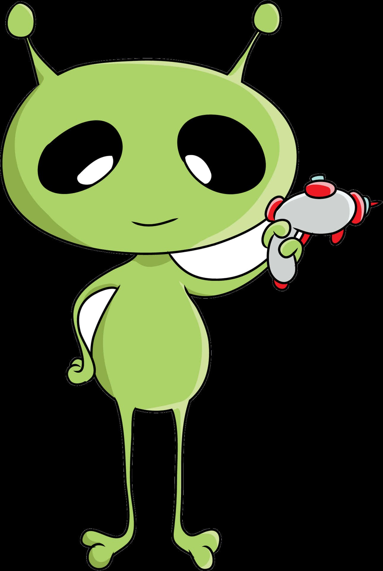 Cartoon Alien With Ray Gun PNG image