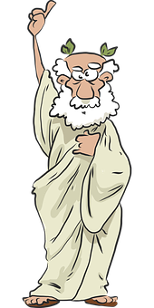 Cartoon Ancient Philosopher Holding Branch PNG image