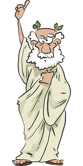 Cartoon Ancient Philosopher Raising Hand PNG image