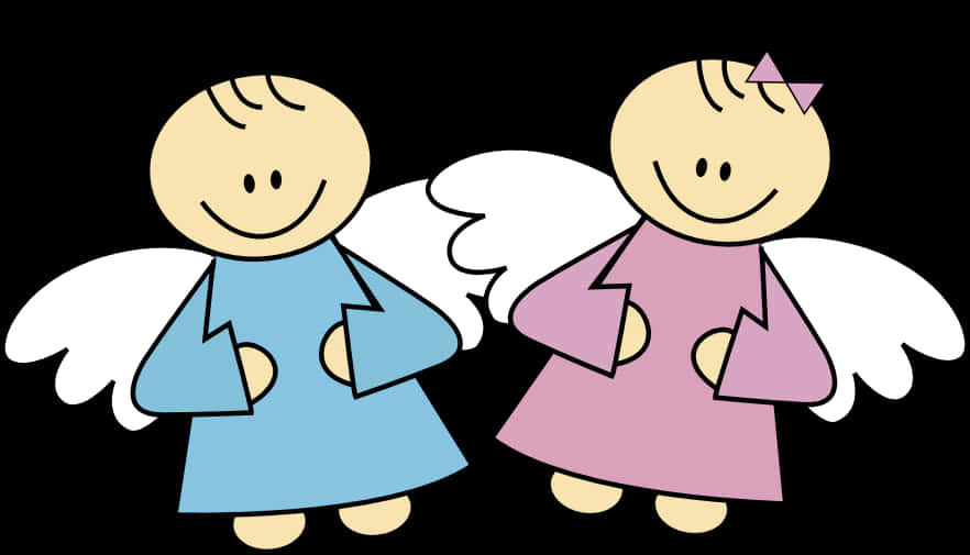 Cartoon Angel Siblings PNG image