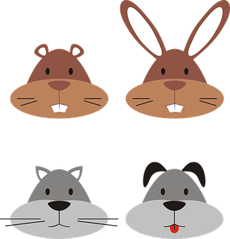 Cartoon Animal Faces Vector PNG image