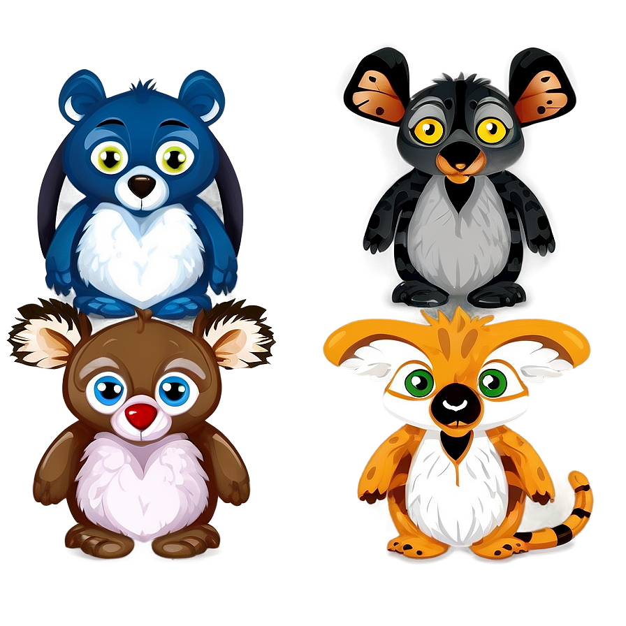 Cartoon Animal In Different Seasons Png Qfe PNG image