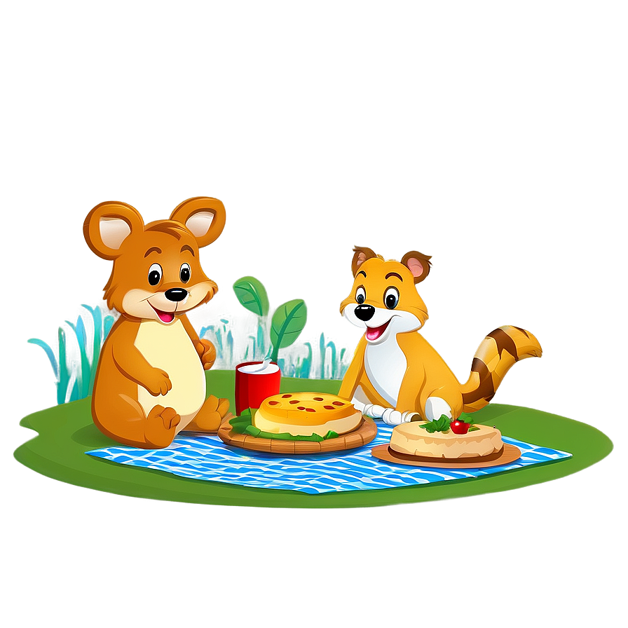 Cartoon Animal Picnic Scene Png 86 PNG image