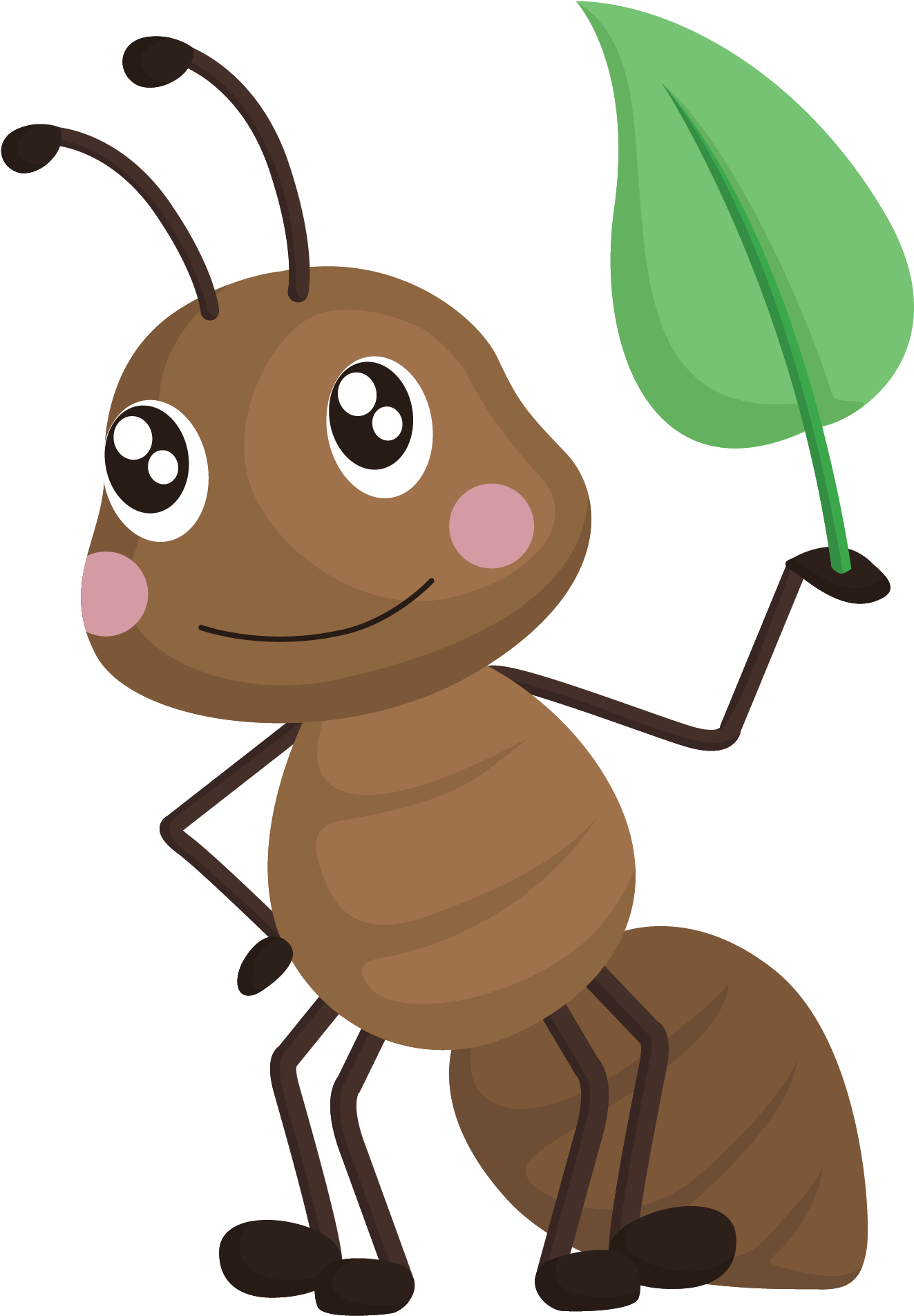 Cartoon Ant Holding Leaf PNG image