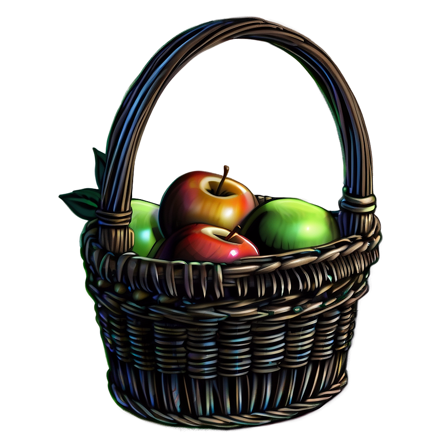 Cartoon Apple Basket Png 06272024 PNG image