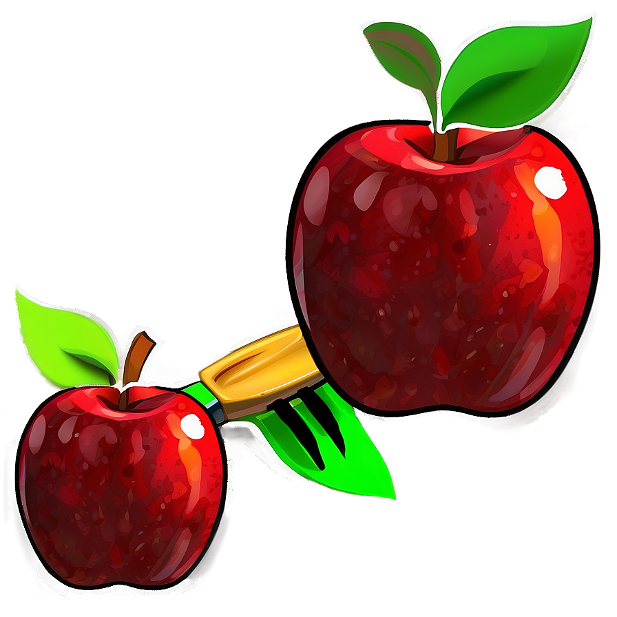 Cartoon Apple With Paintbrush Png Cda45 PNG image