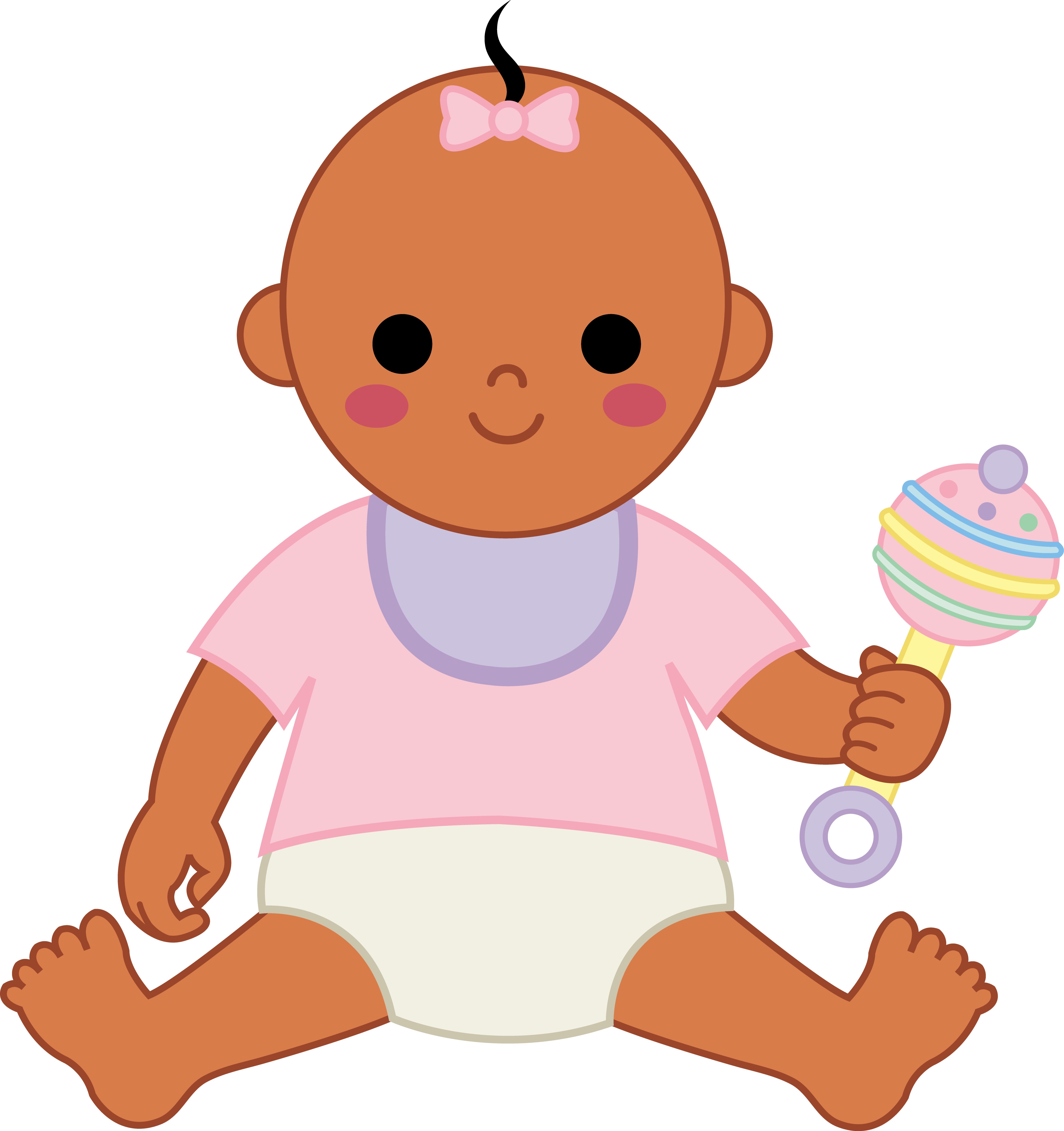 Cartoon Baby Doll With Rattle.png PNG image
