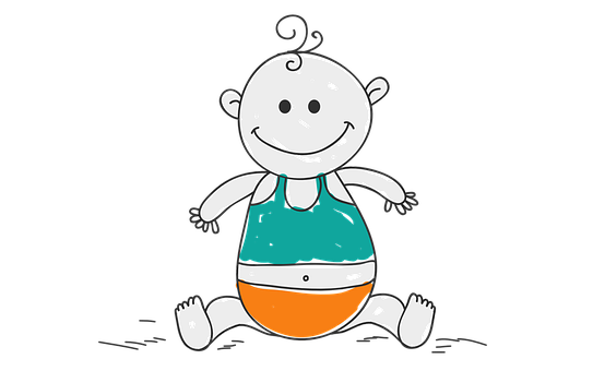 Cartoon Baby Sitting Happily PNG image