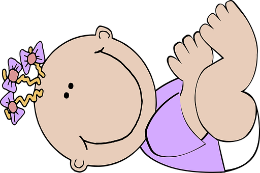 Cartoon Baby Wearing Purple Dress PNG image