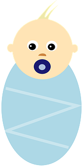 Cartoon Baby With Pacifier PNG image