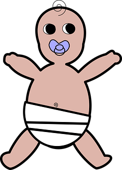 Cartoon Baby With Pacifier PNG image