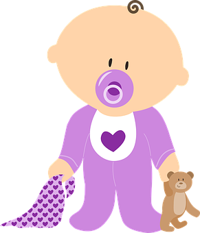 Cartoon Baby With Pacifierand Teddy Bear PNG image