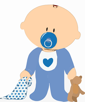 Cartoon Baby With Pacifierand Teddy Bear PNG image