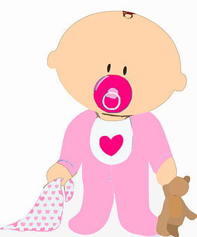 Cartoon Baby With Pacifierand Teddy Bear PNG image