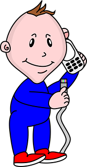 Cartoon Baby With Phone PNG image