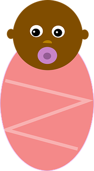 Cartoon Baby Wrappedin Pink Blanket PNG image