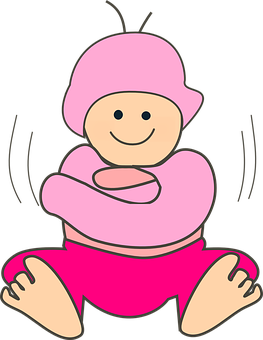 Cartoon Babyin Pink Outfit PNG image