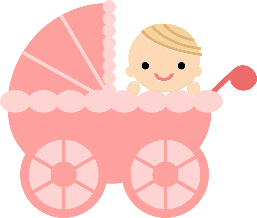Cartoon Babyin Pink Stroller PNG image