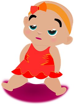 Cartoon Babyin Red Dress PNG image