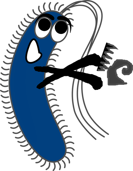 Cartoon Bacteria With Broomand Dustpan PNG image