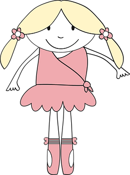 Cartoon Ballerinain Pink Dress PNG image