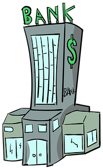 Cartoon Bank Building Illustration PNG image