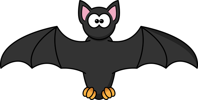 Cartoon Bat Spread Wings PNG image