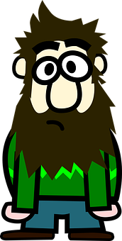 Cartoon Bearded Man Green Sweater PNG image