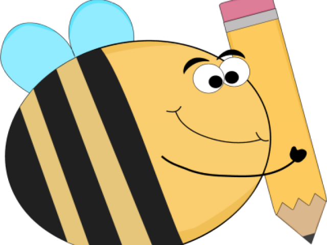 Cartoon Bee Holding Pencil PNG image