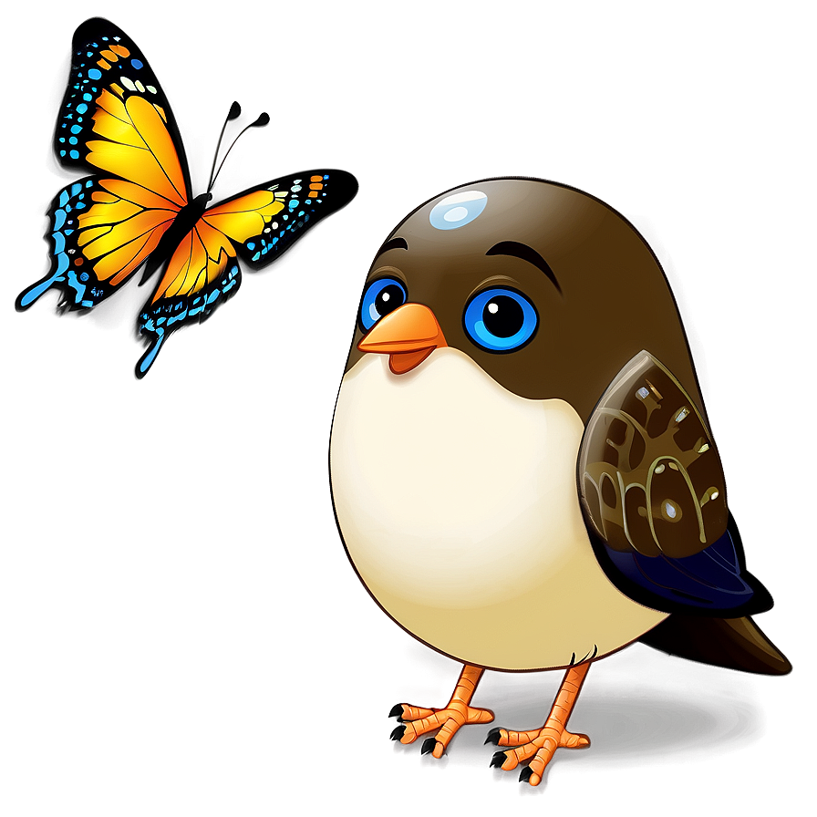 Cartoon Bird And Butterfly Png 06202024 PNG image