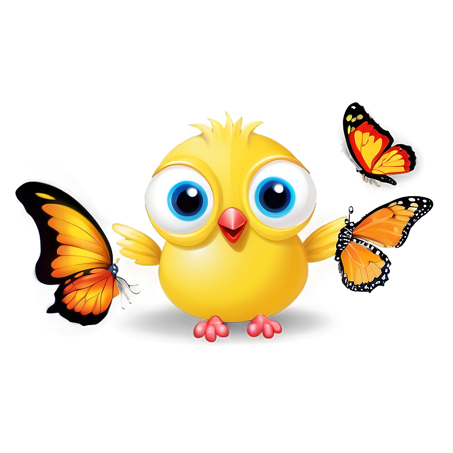 Cartoon Bird And Butterfly Png Xfa PNG image