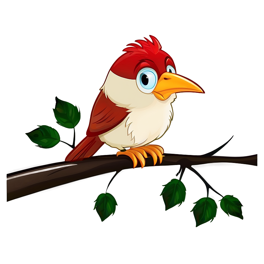 Cartoon Bird On Branch Png 06202024 PNG image