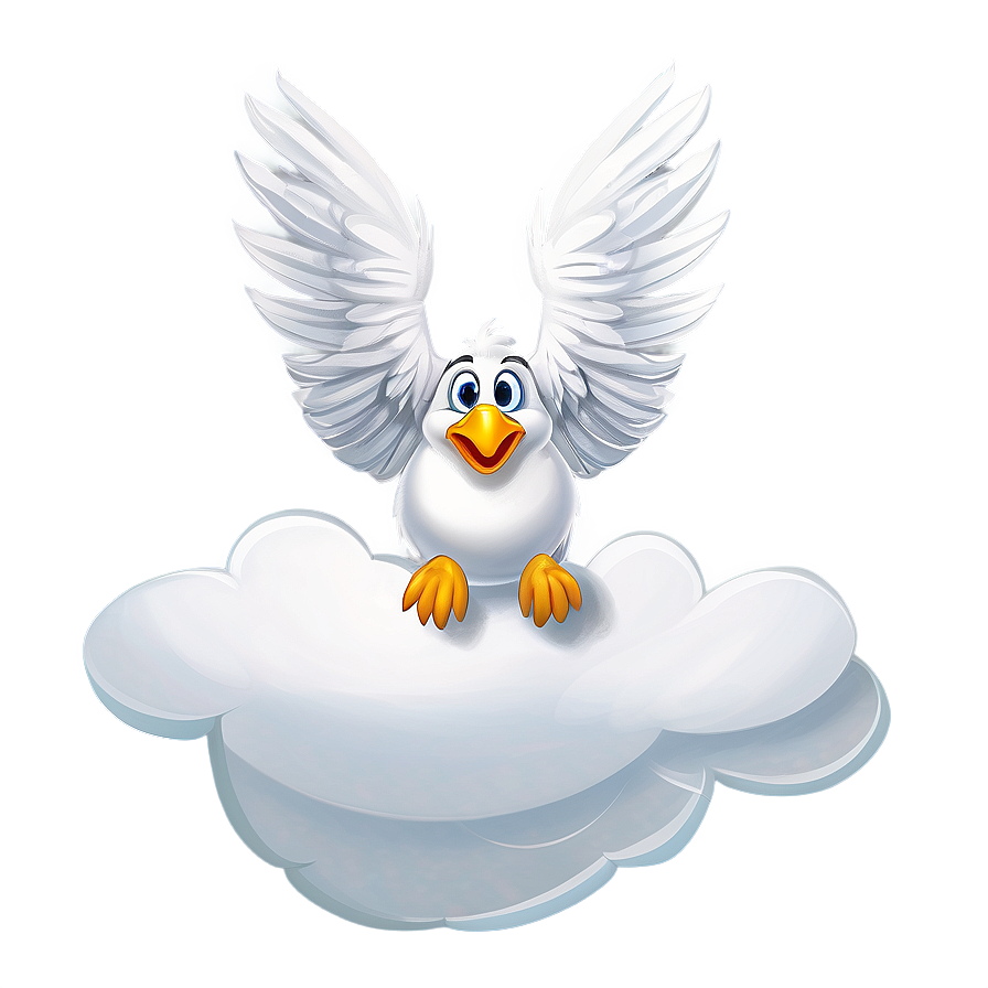 Cartoon Bird On Cloud Png 7 PNG image