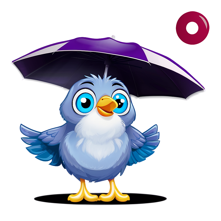 Cartoon Bird Under Umbrella Png Vdq PNG image