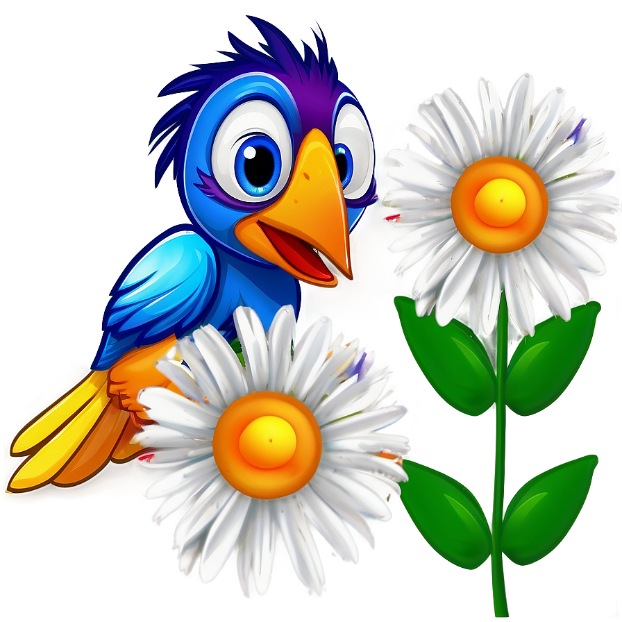 Cartoon Bird With Flowers Png Tsp30 PNG image