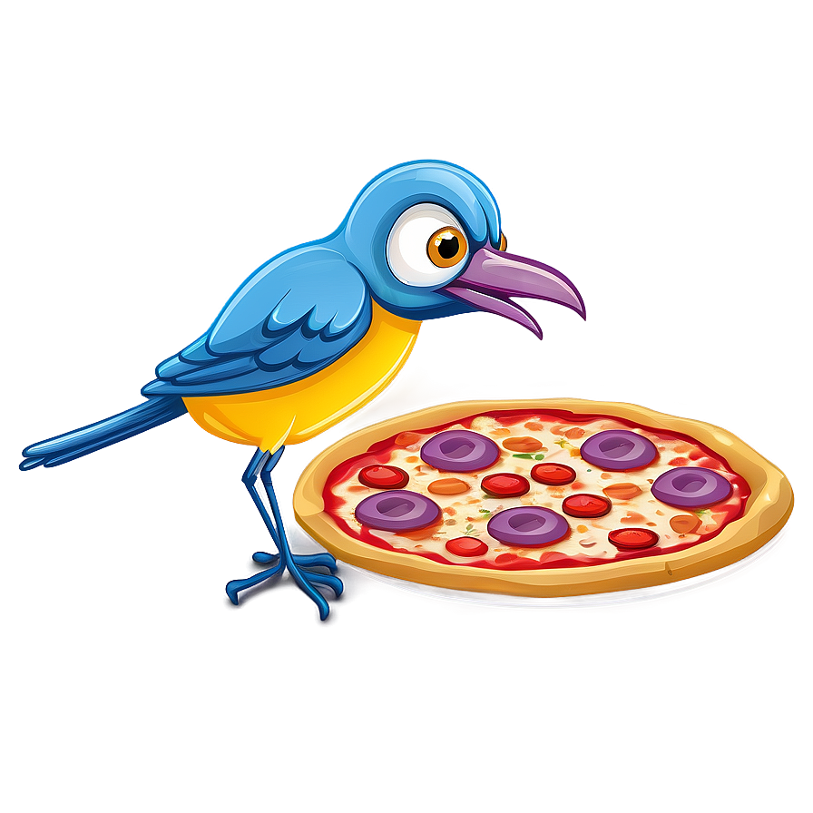 Cartoon Bird With Pizza Png Tfp64 PNG image