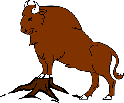 Cartoon Bison Standing PNG image