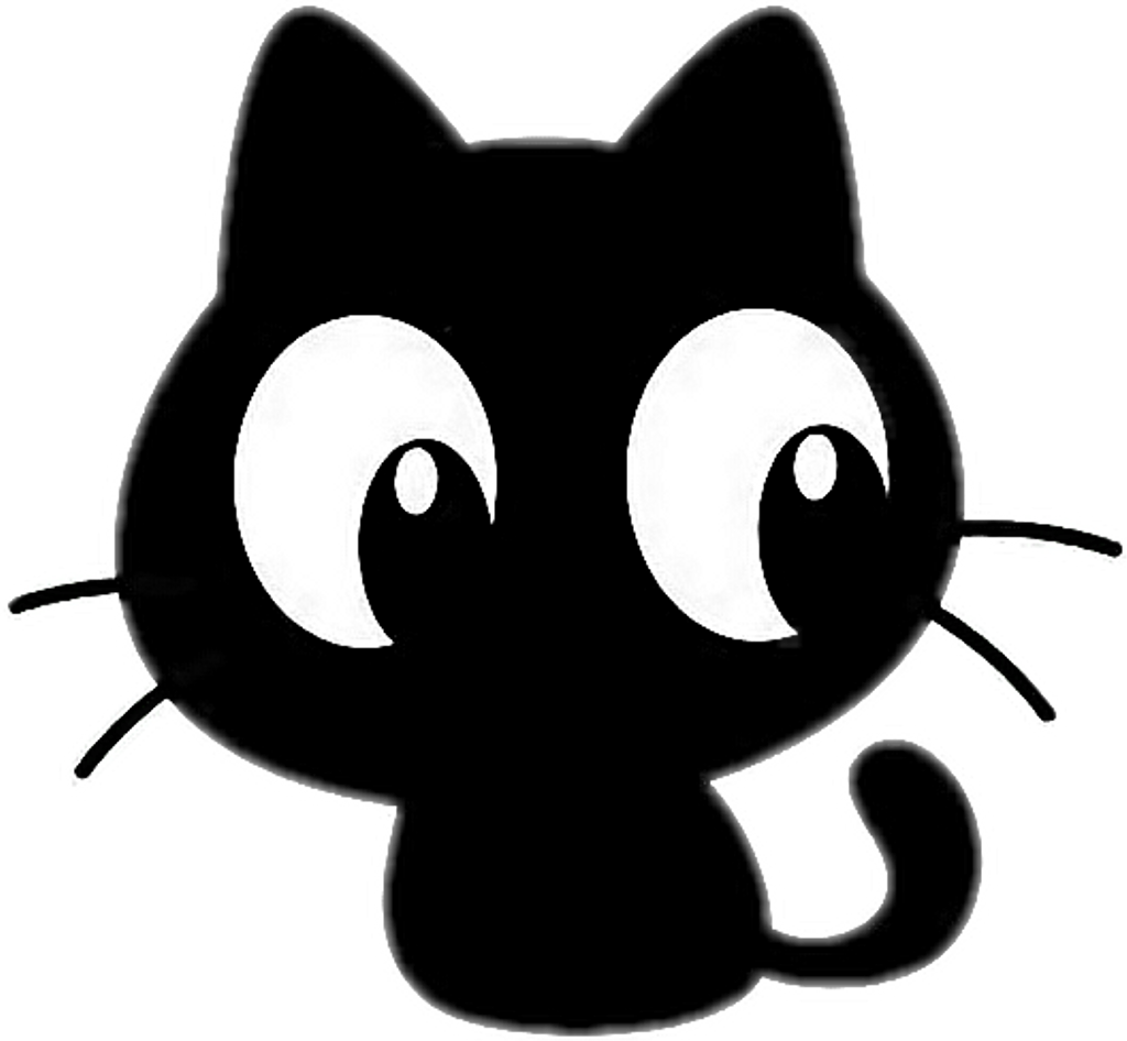 Cartoon Black Cat Big Eyes.png PNG image