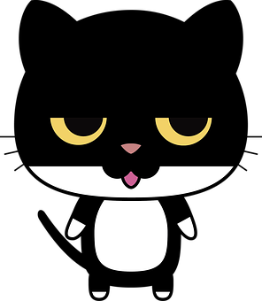 Cartoon Black Cat Graphic PNG image