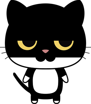 Cartoon Black Cat Smiling PNG image