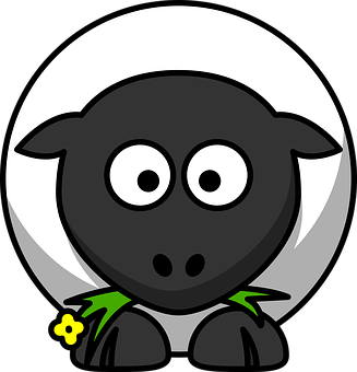 Cartoon Black Sheep Graphic PNG image