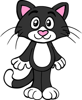 Cartoon Blackand White Cat PNG image