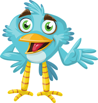 Cartoon Blue Bird Gesture PNG image