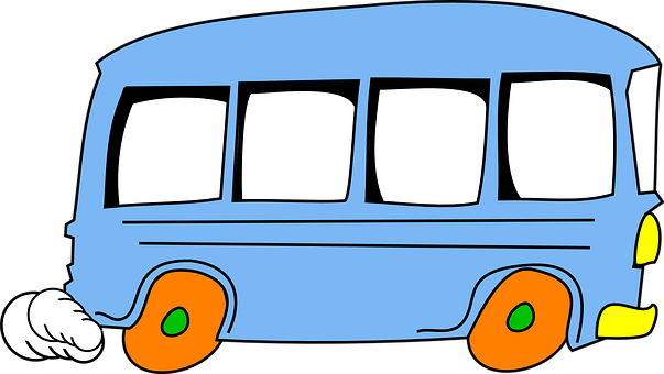 Cartoon Blue Bus Illustration PNG image