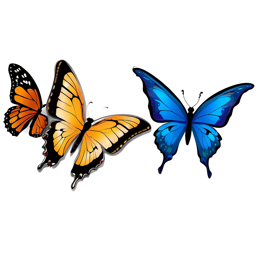 Cartoon Blue Butterflies Png 06132024 PNG image